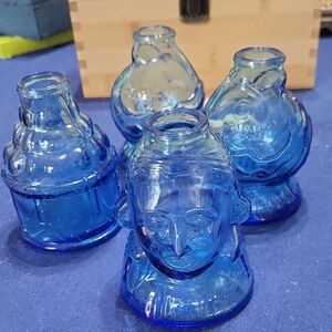 Set of Wheaton Blue Glass Bottles